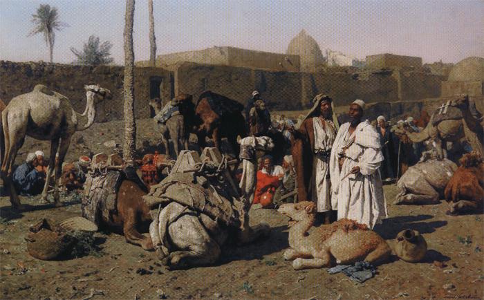 Leopold Carl Muller Kamelmarkt, Kaire oil painting image